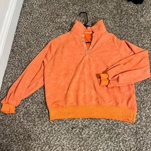 ORANGE v neck half button oversized crewneck from shein!